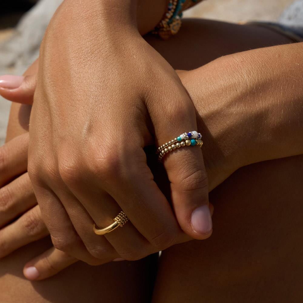 Boho Gold Plated Ring - White