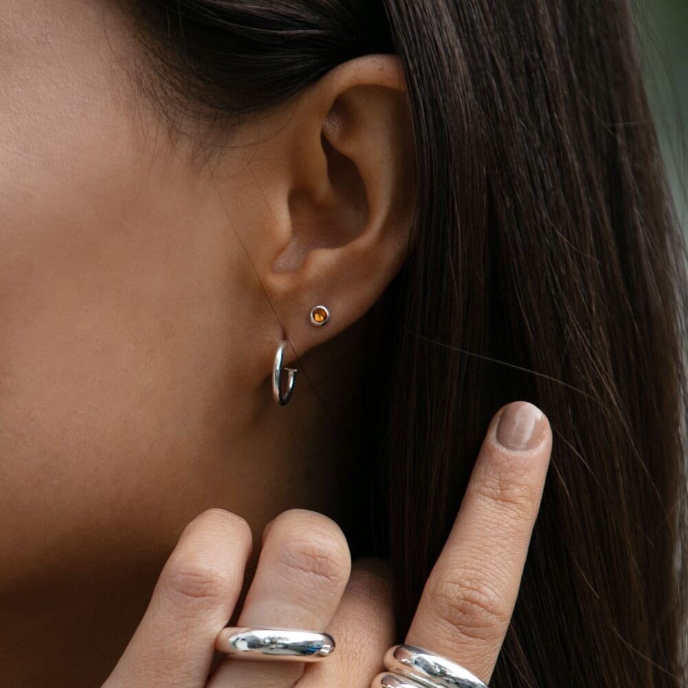 Outlet NU & MII Anya Amber Stud Silver Earrings