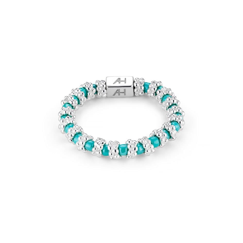 Daisy Chain Silver Ring - Turquoise