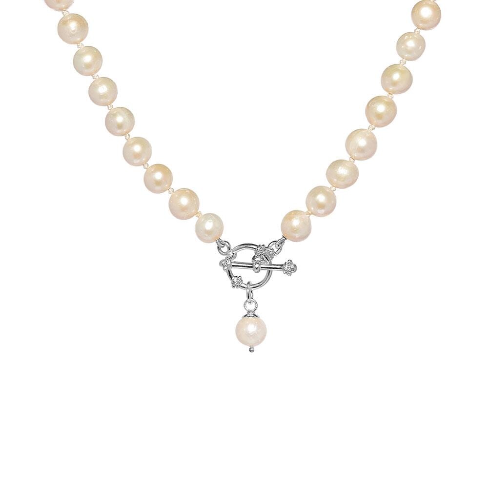 Toggle Pearl Silver Necklace - Cream Pearl
