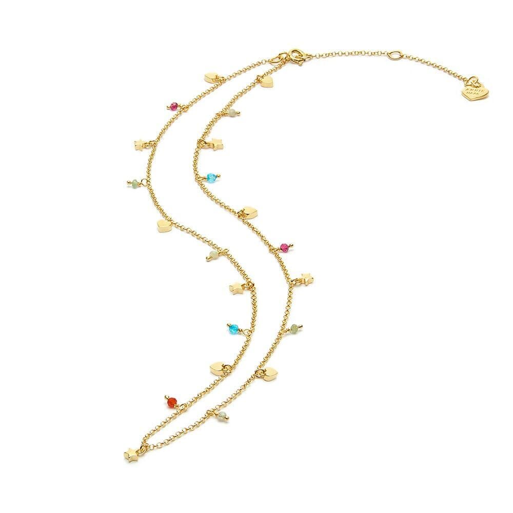Outlet Dainty Heart and Star Gem Gold Necklace