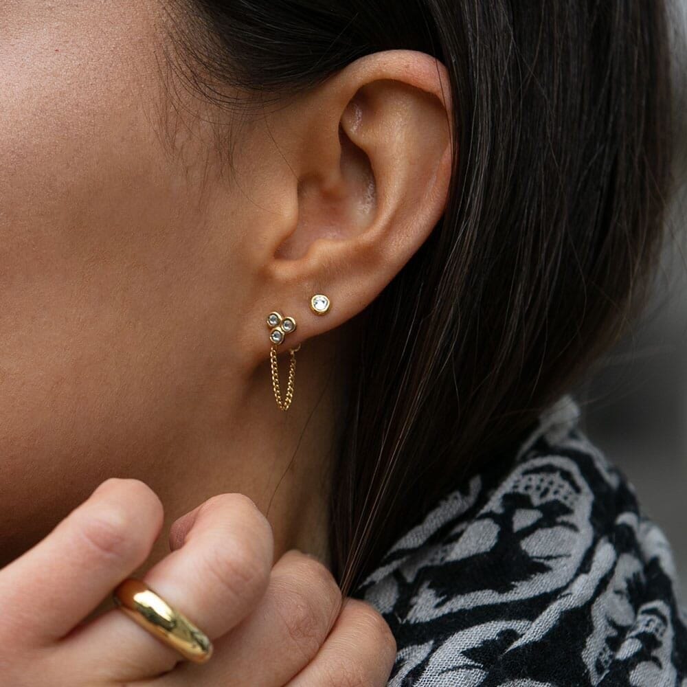 Outlet NU & MII Anya Clear Stud Gold Earrings