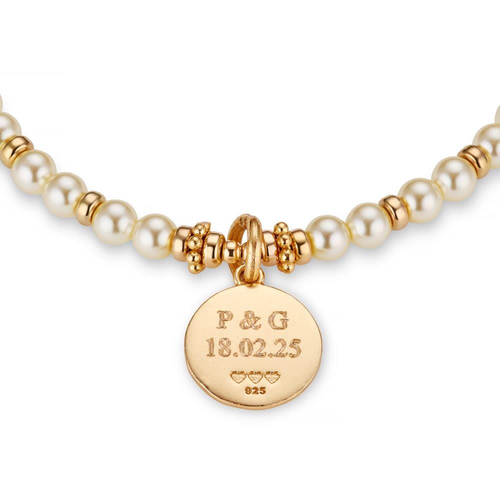 Pearls of Love Personalised Gold Plated Charm Bracelet - The Start of Something Wonderful
