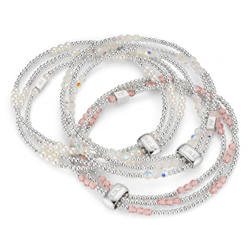 Personalised Looped Silver Bracelet - Crystal