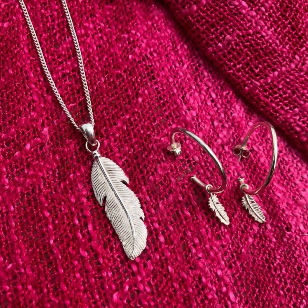 Outlet Silver Feather Necklace