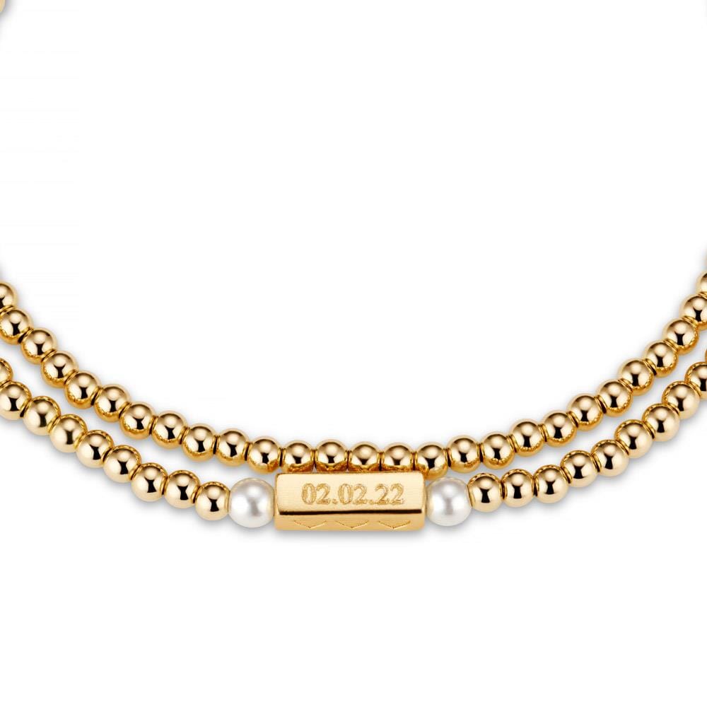 Phoebe Looped Personalised Gold Plated Bracelet - Pearl