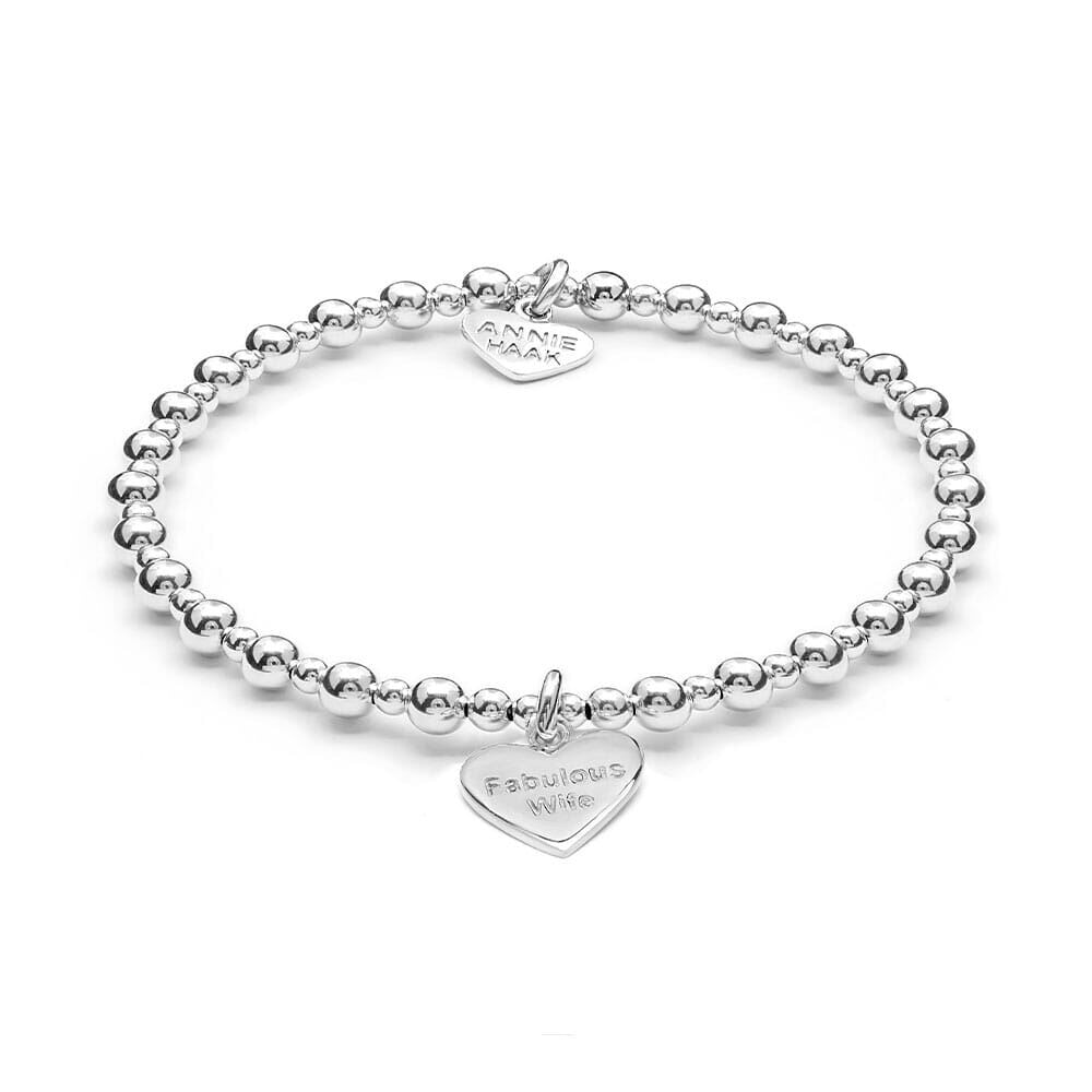 Silver Charm Bracelet with Fabulous Wife Teeny Motto Charm