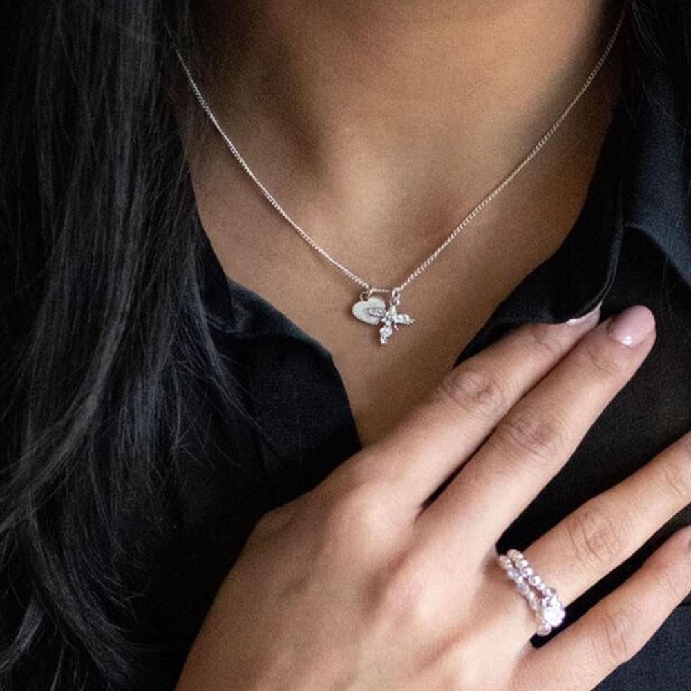 Stay Safe My Guardian Angel Silver Necklace