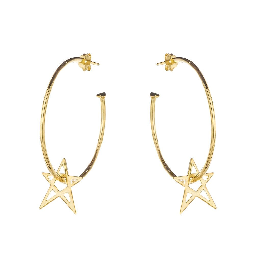 Outlet Star Hoop Gold Earrings