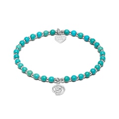 Turquoise Mini Orchid Silver Charm Bracelet - Spiral