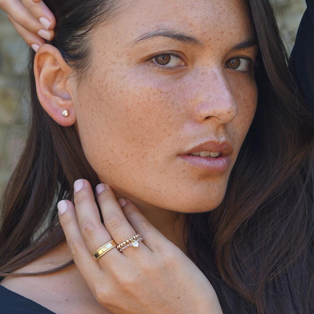 Crystal Heart Gold Plated Stud Earrings