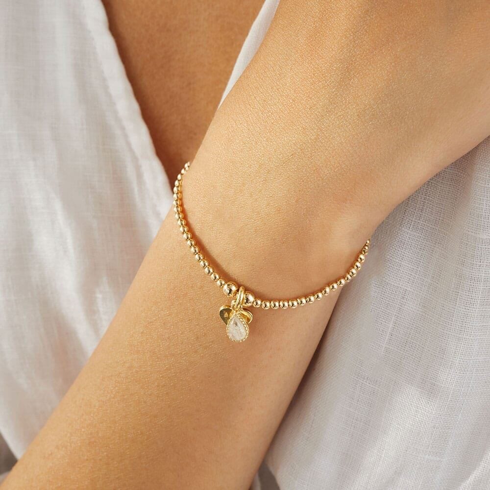 Outlet Santeenie Gold Charm Bracelet - Moonstone Teardrop
