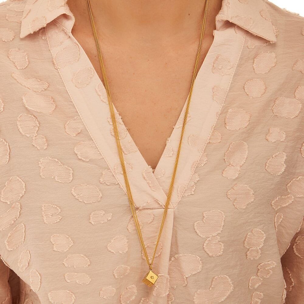 Outlet Lucky Dice Double Chain Gold Necklace