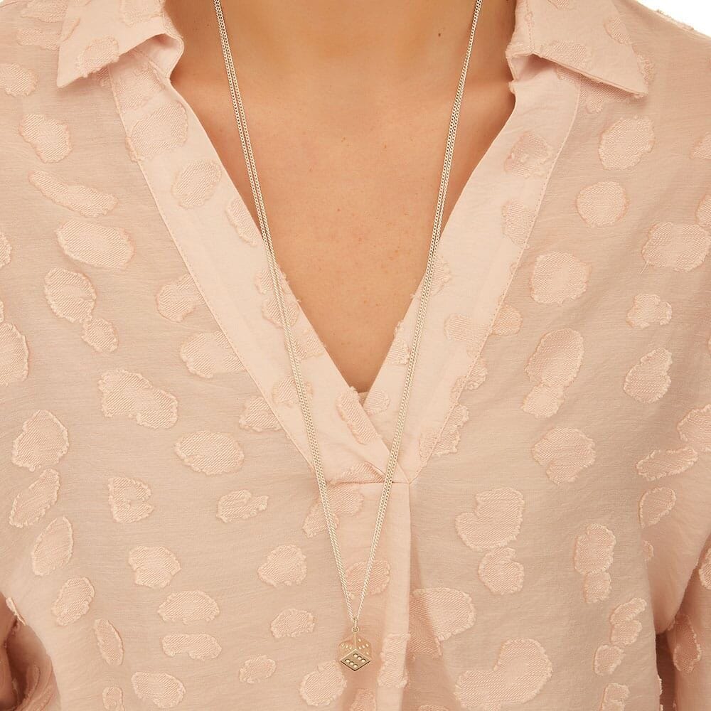 Outlet Lucky Dice Double Chain Silver Necklace