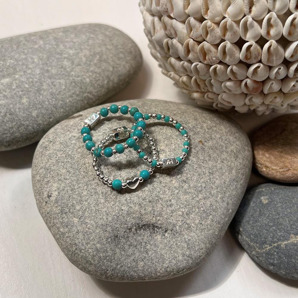 Turquoise Trio Silver Ring Stack