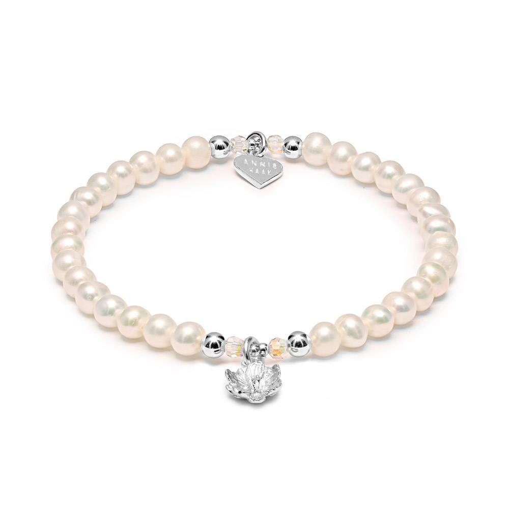 Poppy Pearl Silver Bracelet - Flower