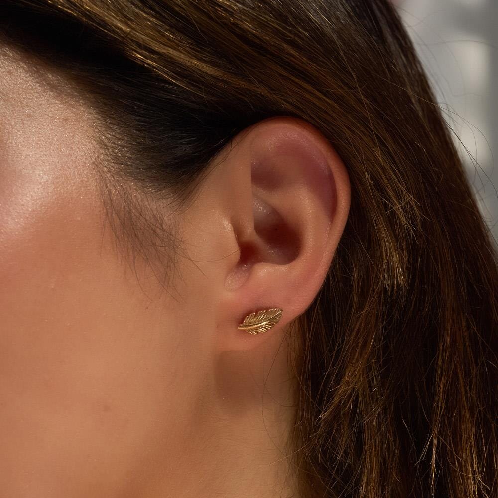 Gold popular Feather Studded Earrings