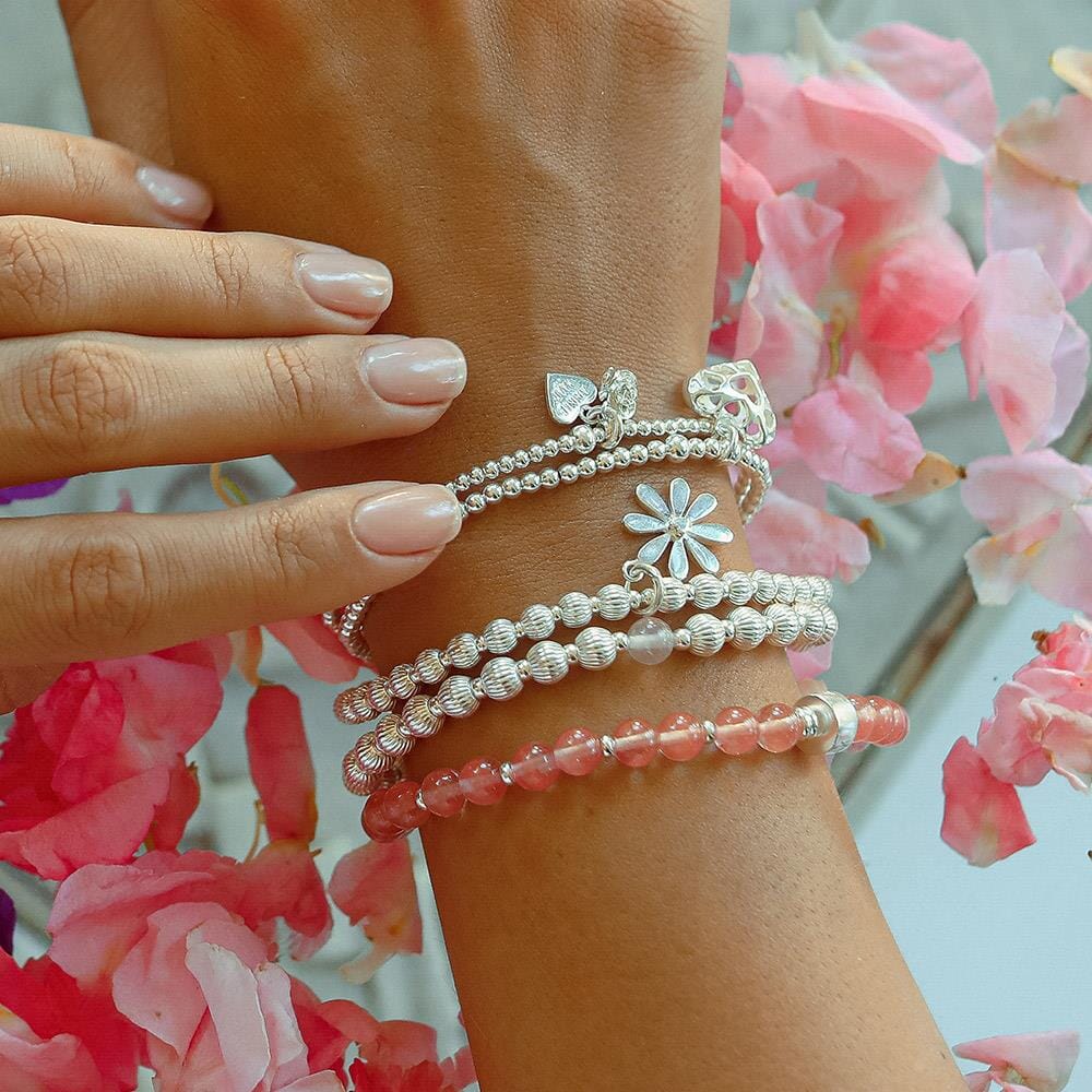 Santeenie Silver Charm Bracelet - Rose Bud