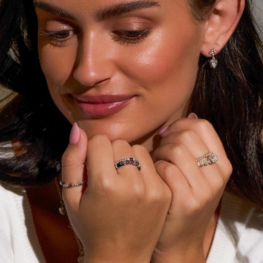 Crystal Delight Silver Ring Stack