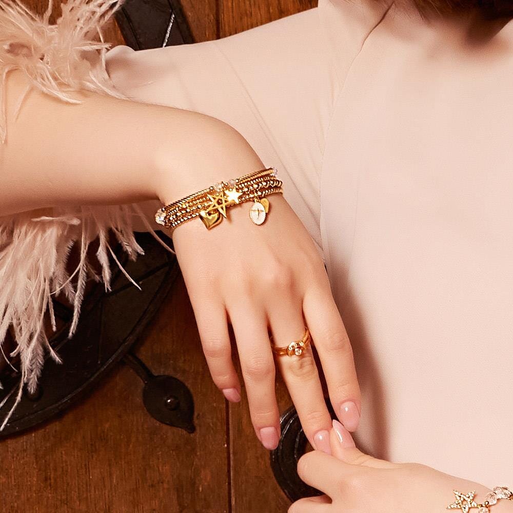 Wishful Gold Plated Bracelet Stack