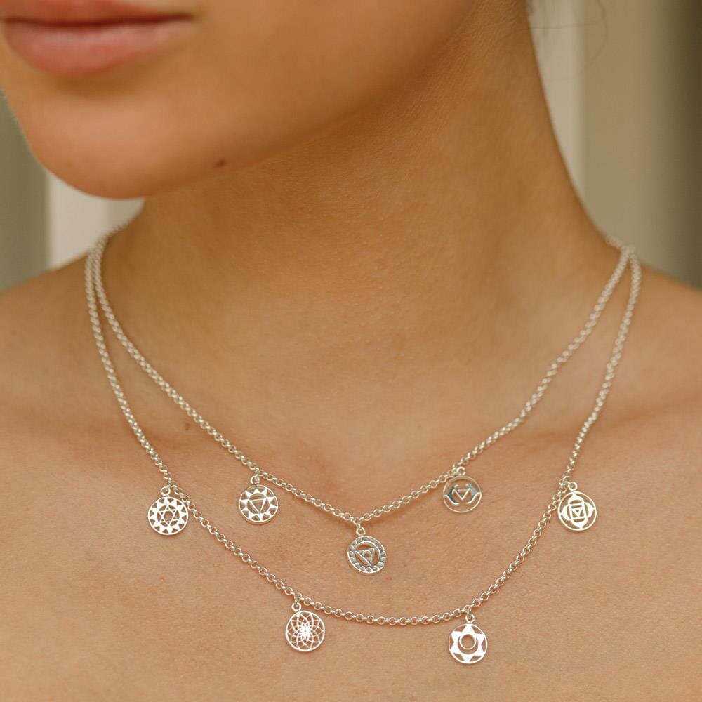 Seven Chakra Silver Necklace