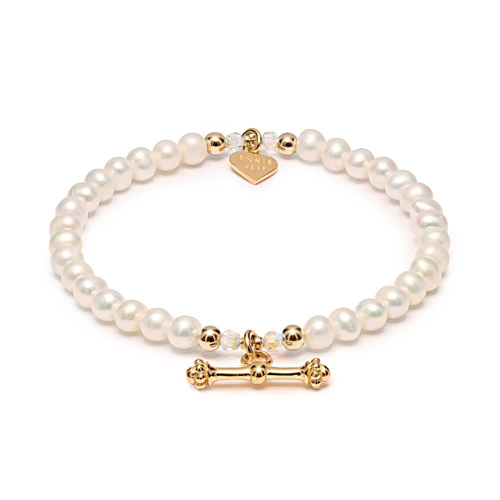 Poppy Pearl Gold Plated Bracelet - T-Bar