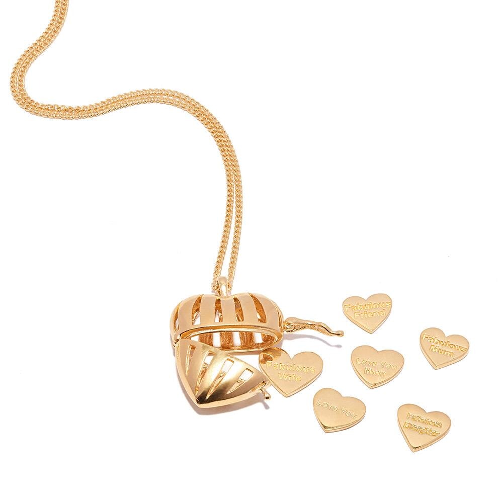 Heart Locket Gold Plated Necklace - Choice of motto