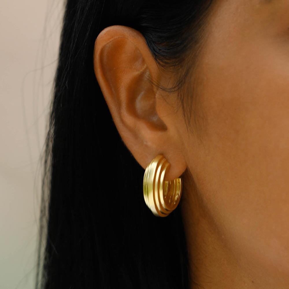 Outlet NU & MII Art Deco Hoop Gold Earrings