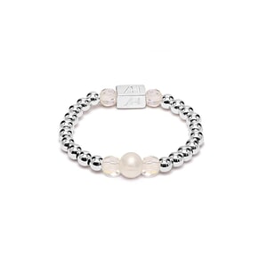 Poppy Pearl Silver Ring - Clear Crystal