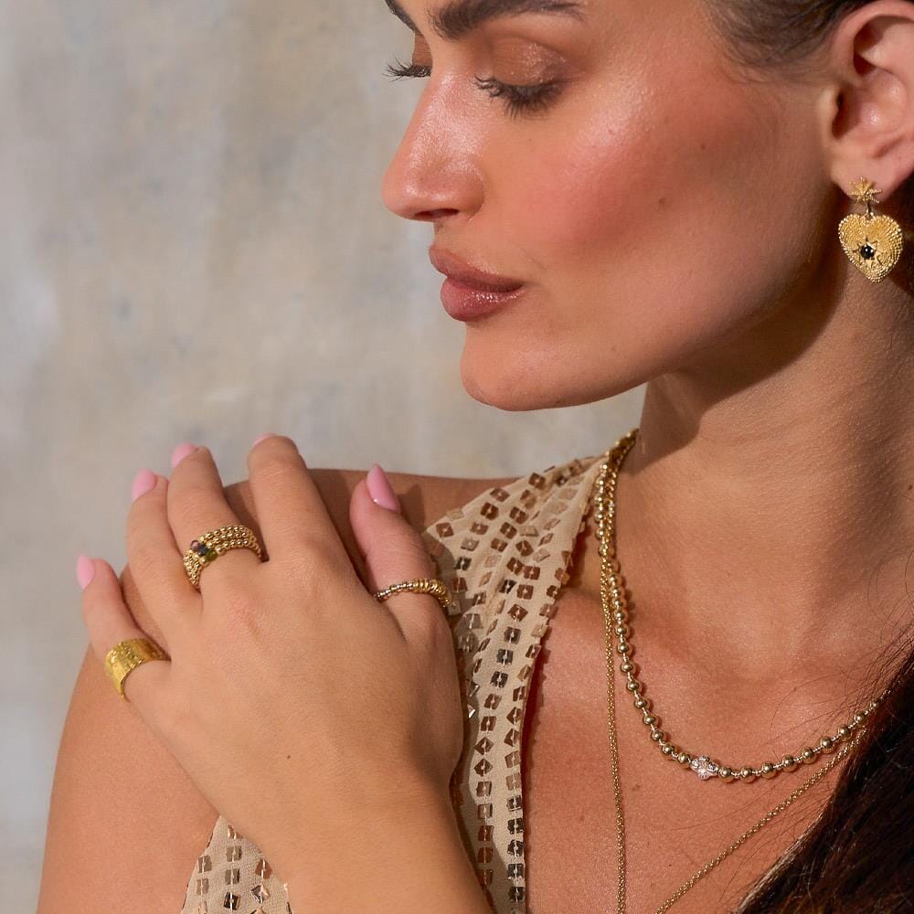 Aster Gold Plated Ring - Olivine