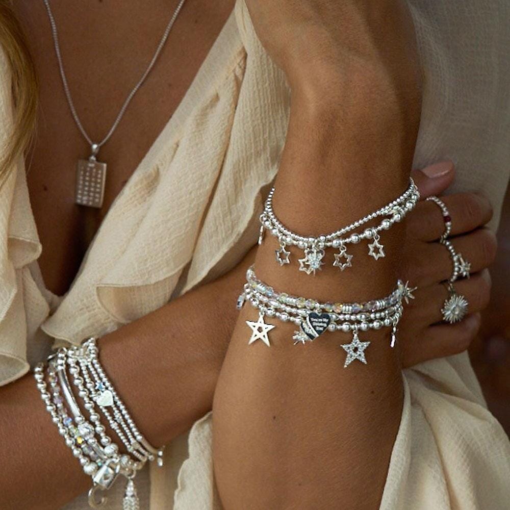 Sparkling Cluster of Stars Silver Charm Bracelet