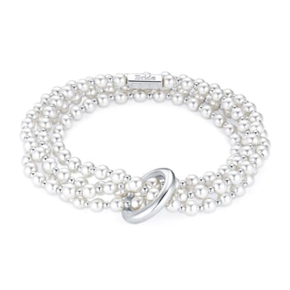 Endless Love Pearl Personalised Looped Silver Bracelet