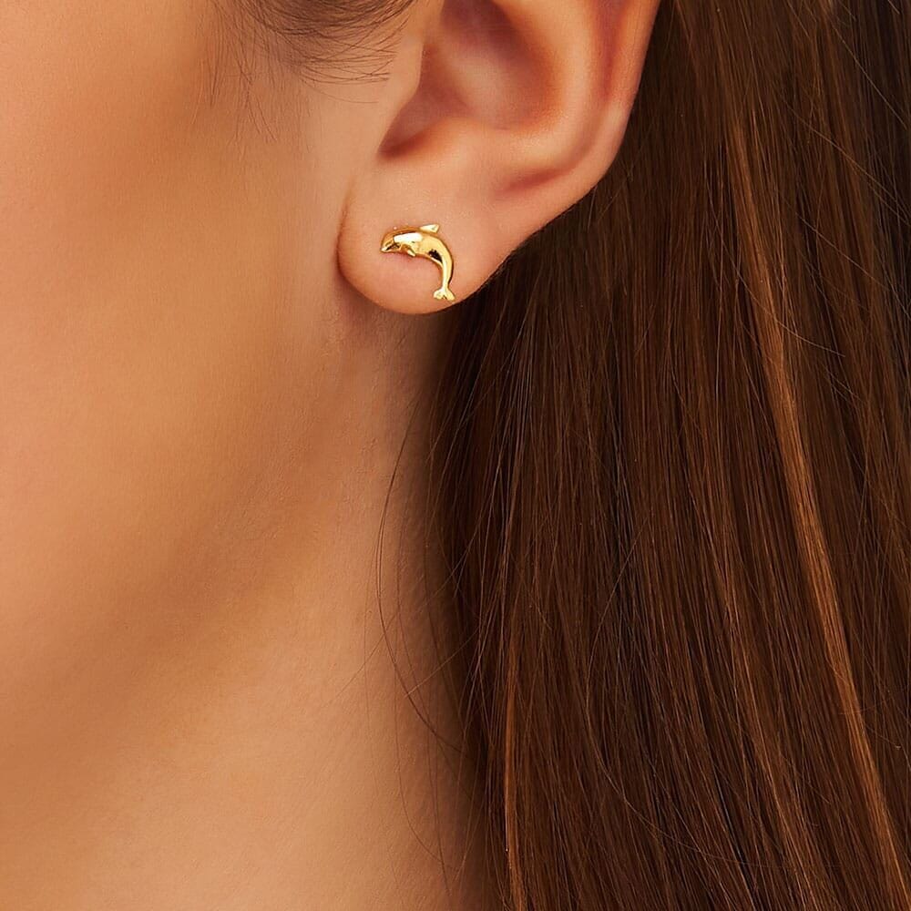 Outlet Teeny Weeny Dolphin Gold Stud Earrings