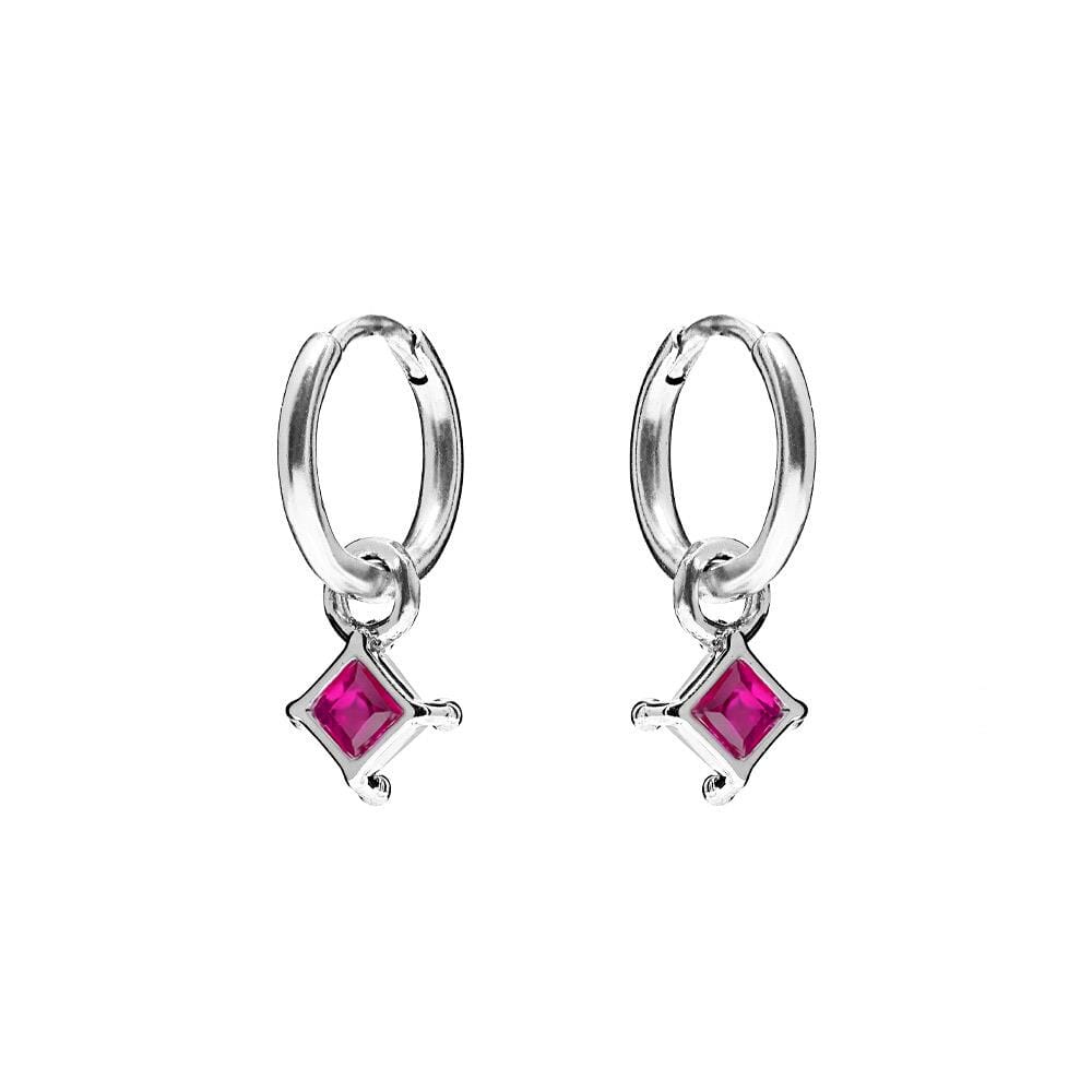 NU & MII Huggy Hoop Square Silver Earrings - Pink