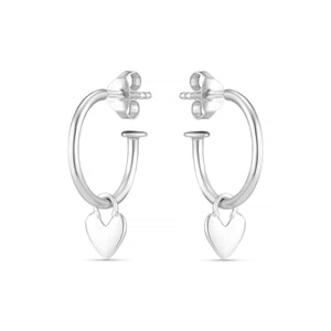 Weeny Heart Silver Hoop Earrings