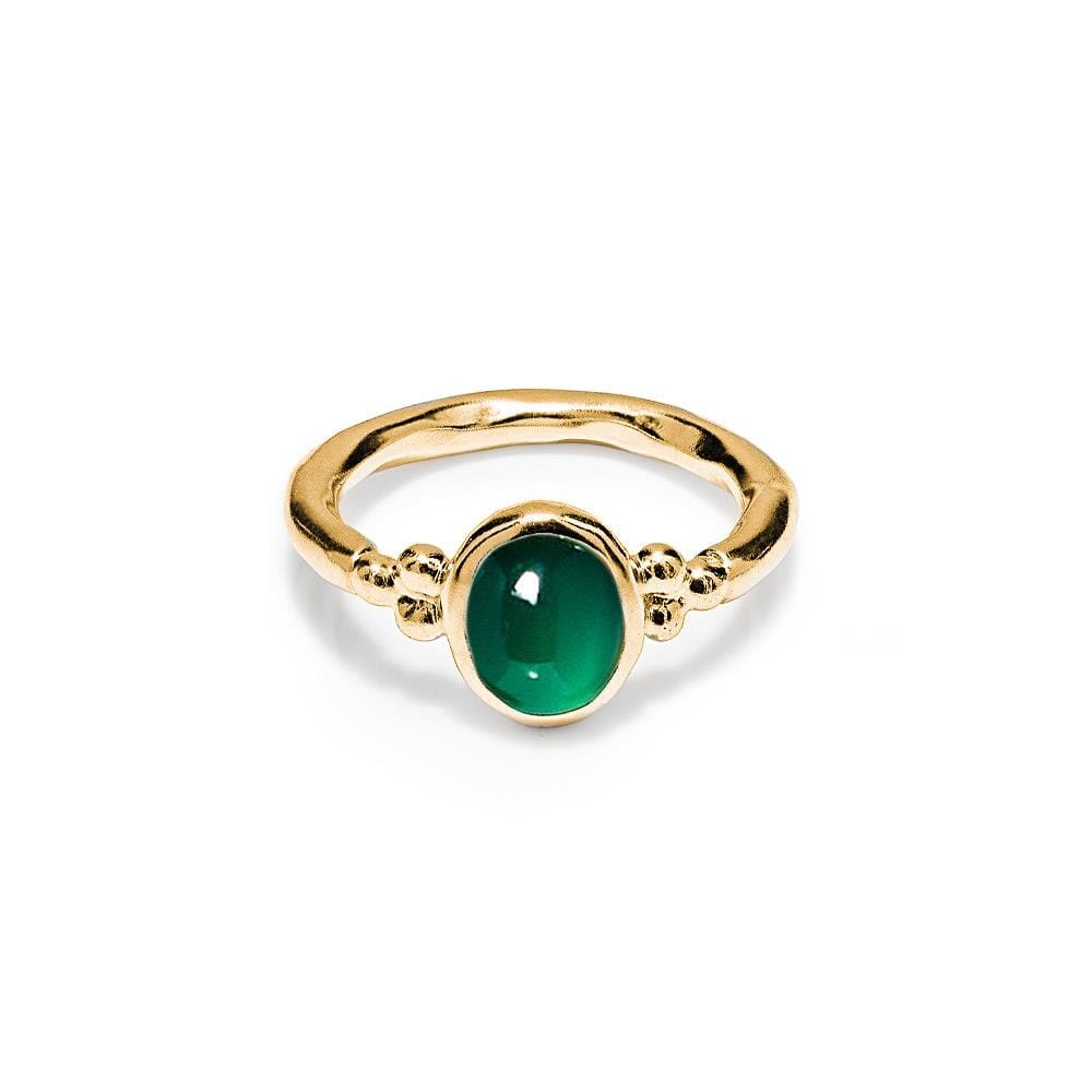 NU & MII Jade Oval Gold Plated Ring