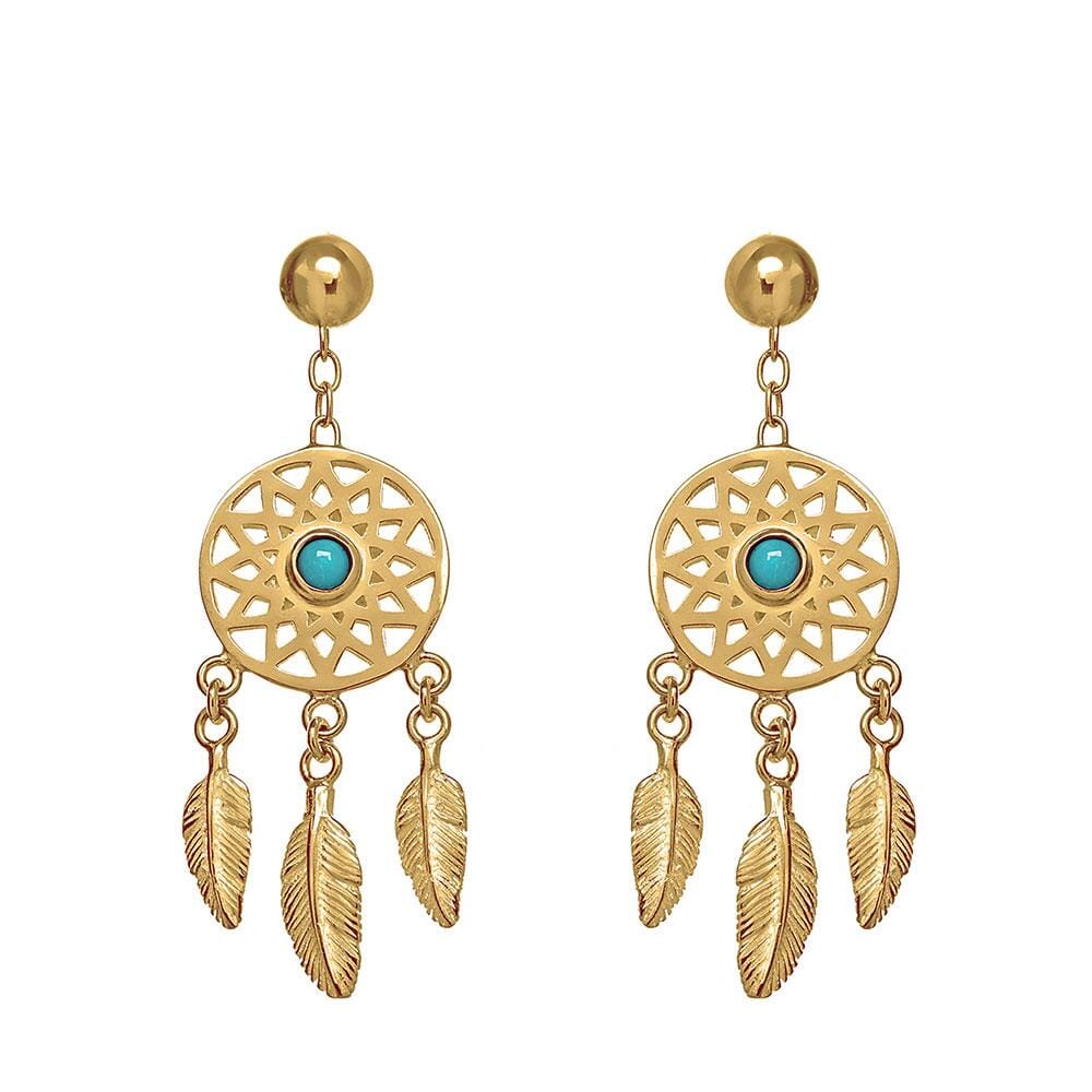 Outlet Turquoise Dreamcatcher Gold Earrings