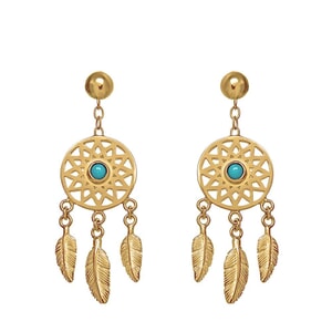 Outlet Turquoise Dreamcatcher Gold Earrings