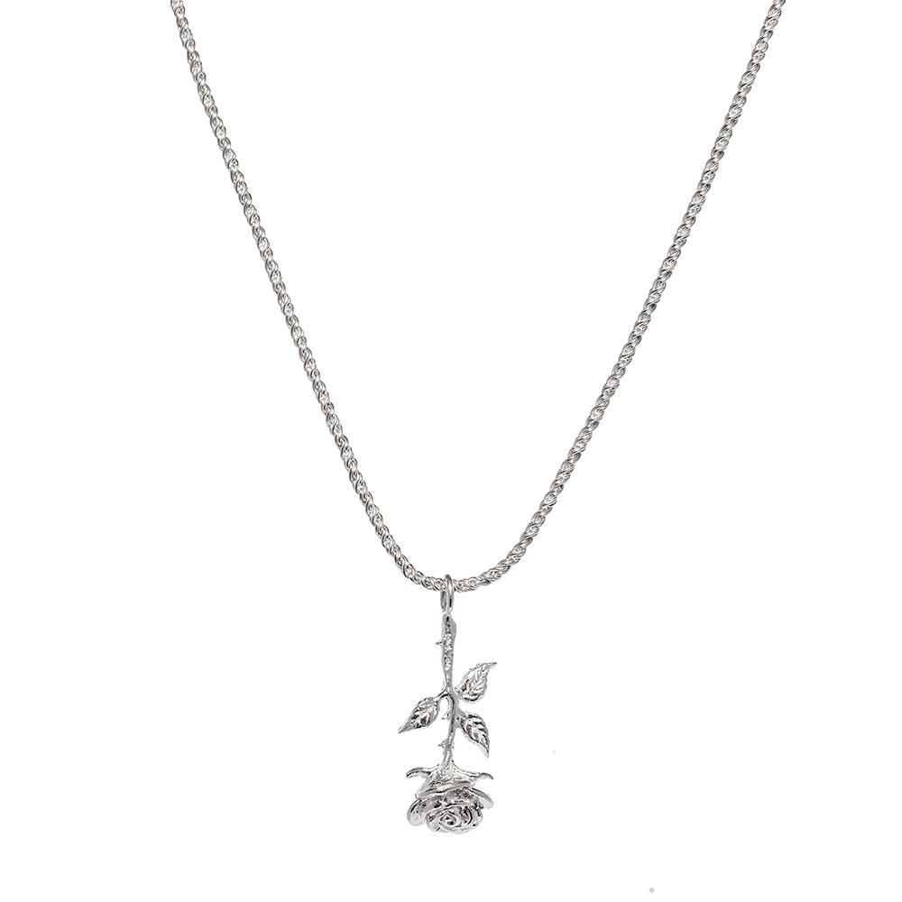 Outlet Rose Flower Silver Necklace