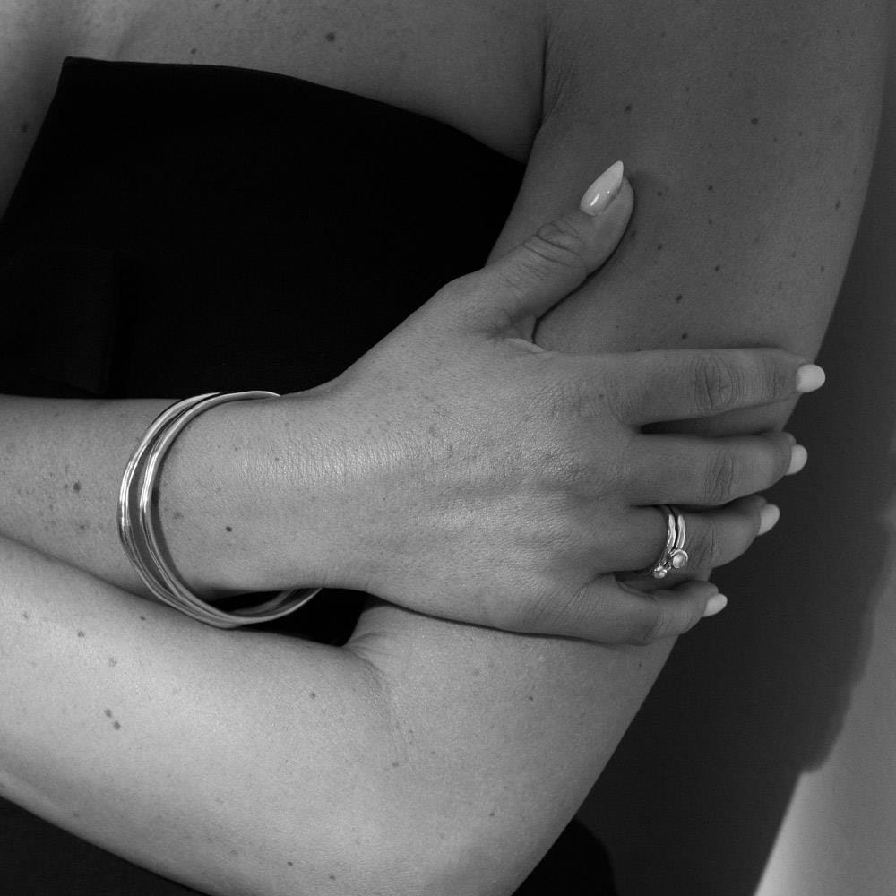 Liv Bentley Molten Duo Silver Bangle Set
