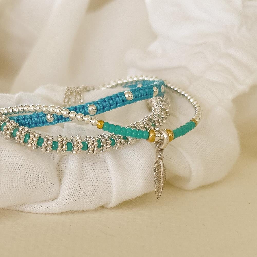 Luminous Neon Turquoise Silver Stack