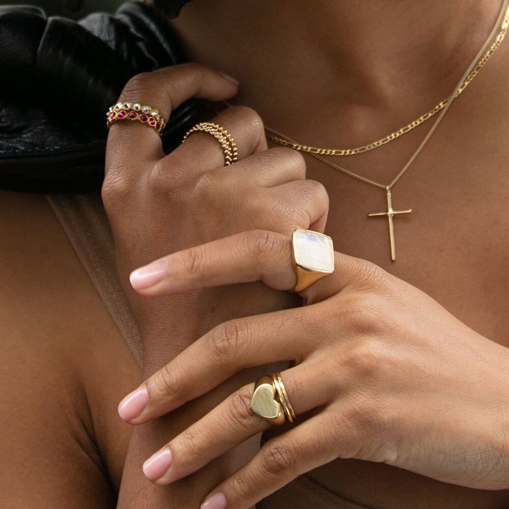 Outlet NU & MII Square Moonstone Gold Ring