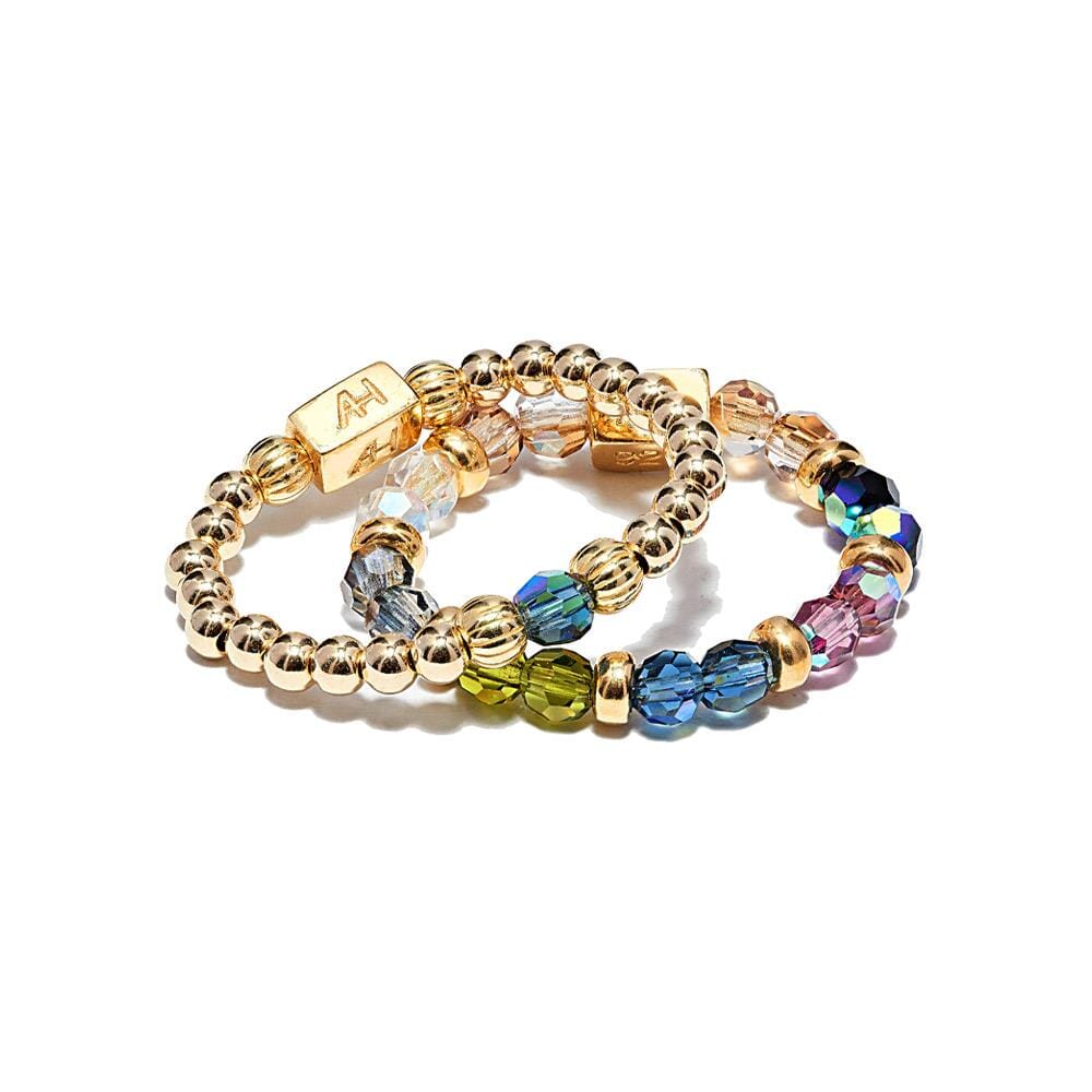 Crystal Delight Gold Plated Ring Stack