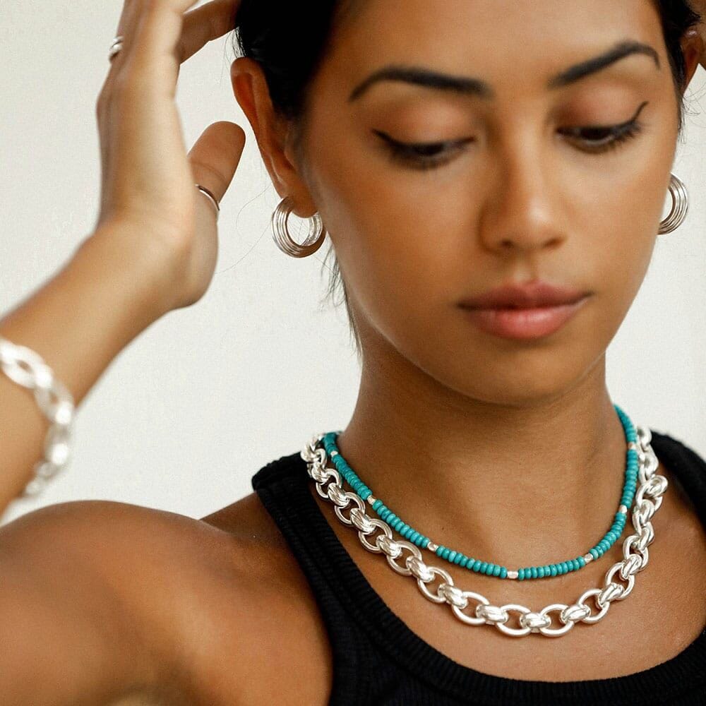 NU & MII Boho Gold Necklace - Ocean Blue