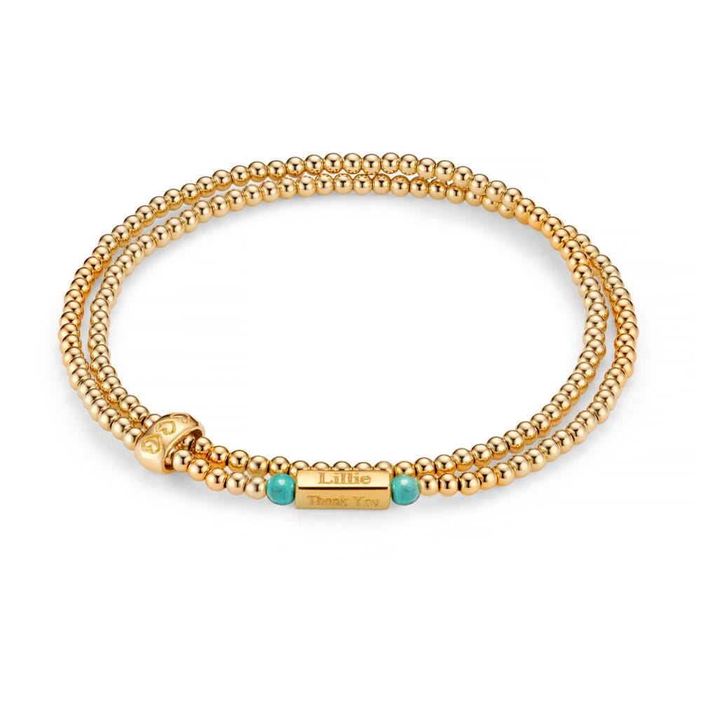 Phoebe Looped Personalised Gold Plated Bracelet - Turquoise