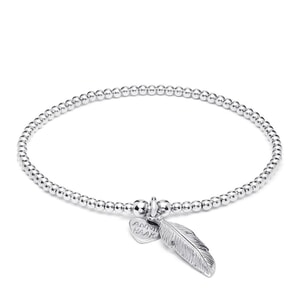 Santeenie Silver Charm Bracelet - Feather