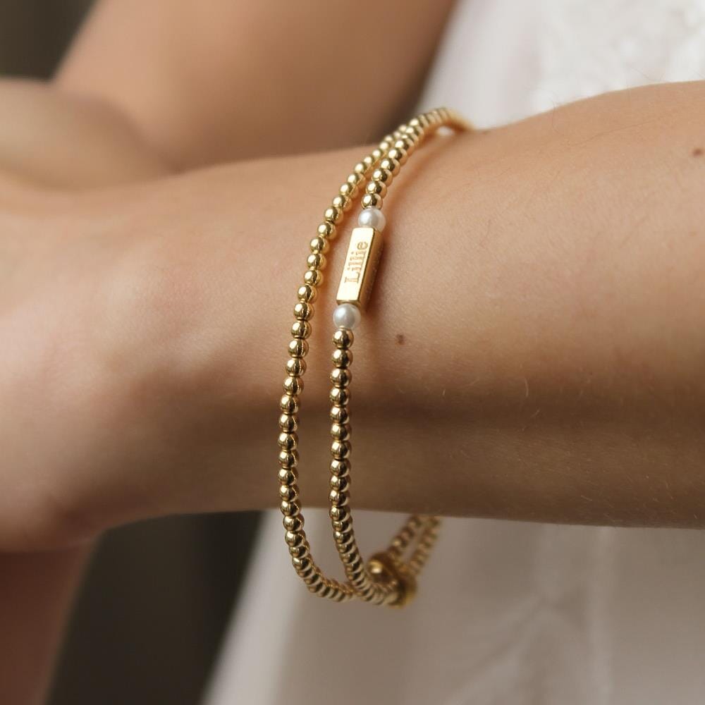 Phoebe Looped Personalised Gold Plated Bracelet - Pearl