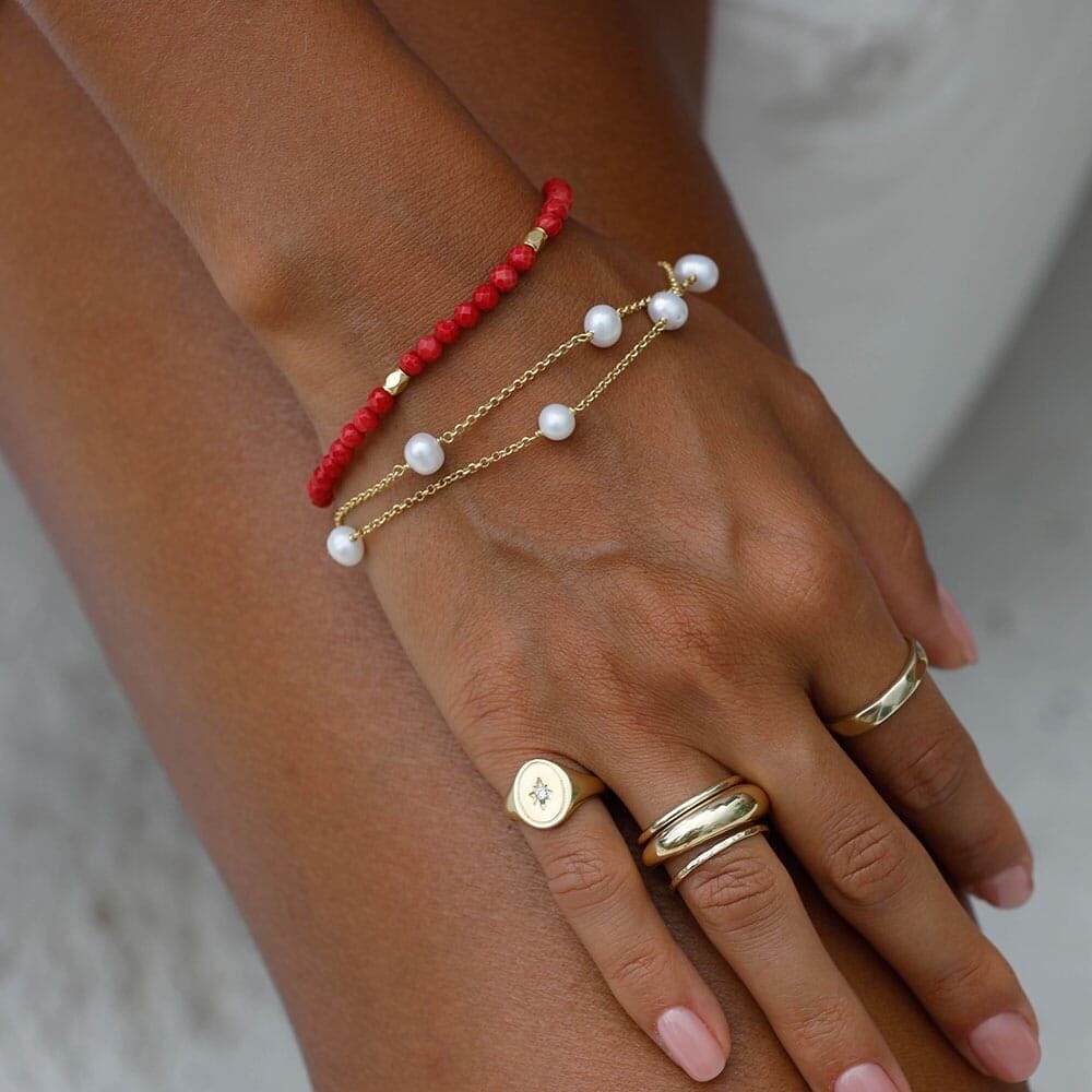 Outlet NU & MII Vivienne Pearl Gold Bracelet