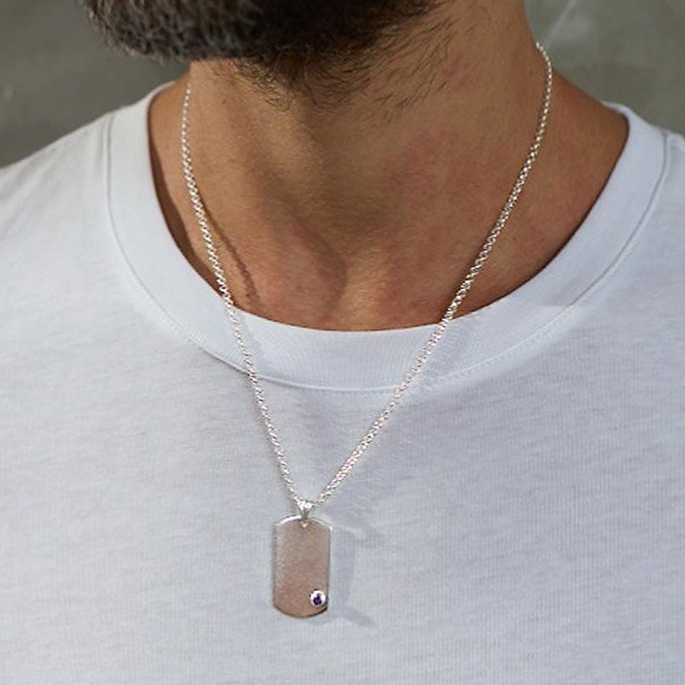 42 Men's Zodiac Tag Silver Necklace