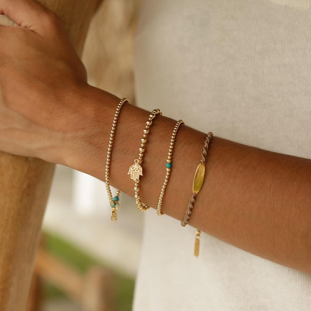 Mini Orchid Gold Charm Bracelet - Fatima Hand
